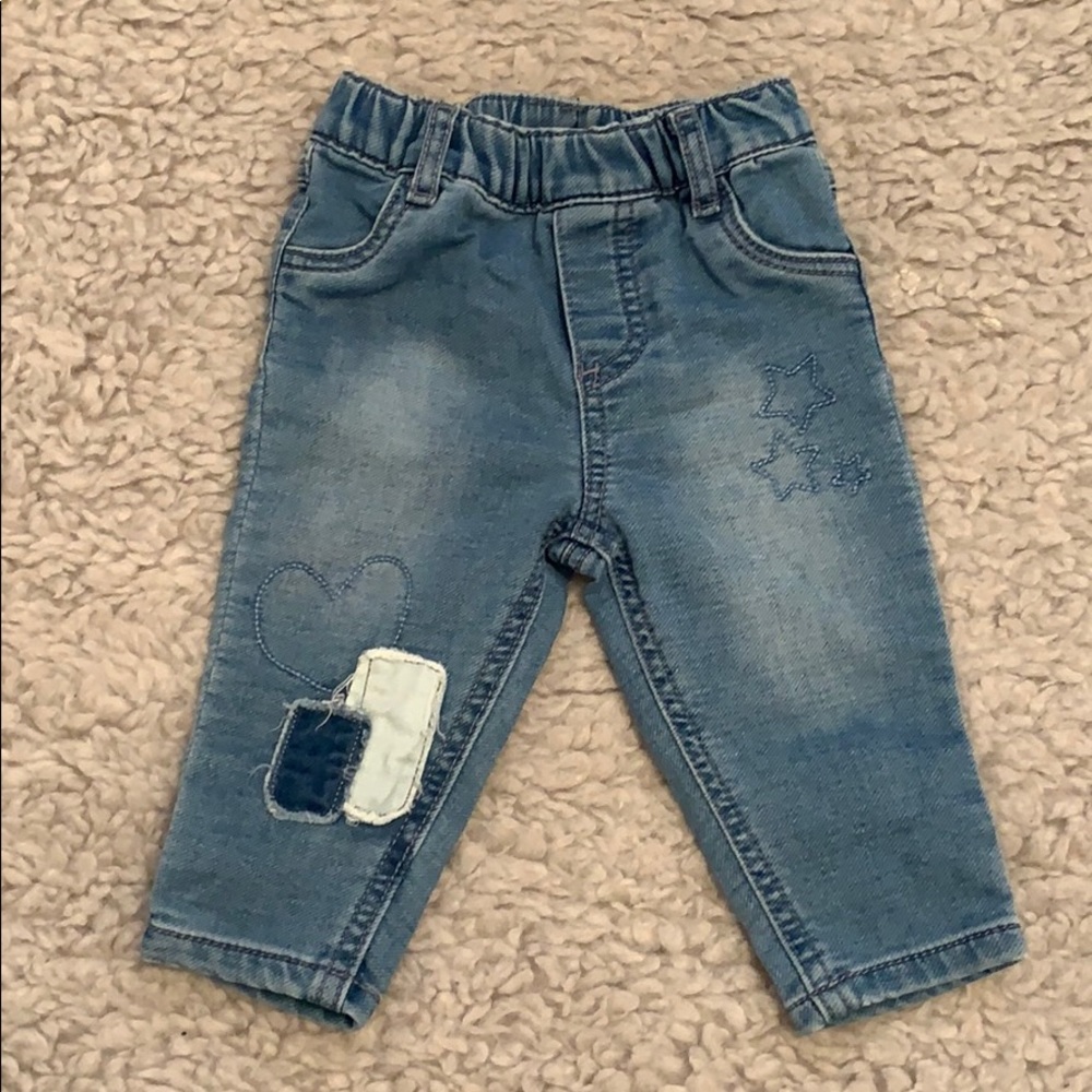 First Impressions - Elastic waist Denim w Patches